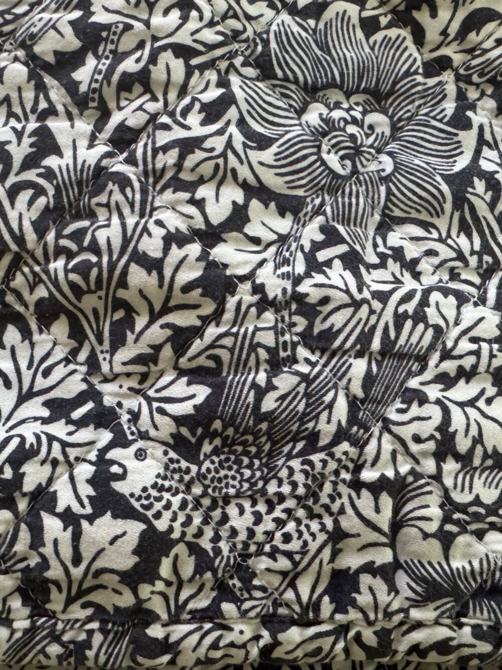 William Morris at Home Pair of Quilted Pillow Cases Navy Strawberry Thief - Picture 3 of 7